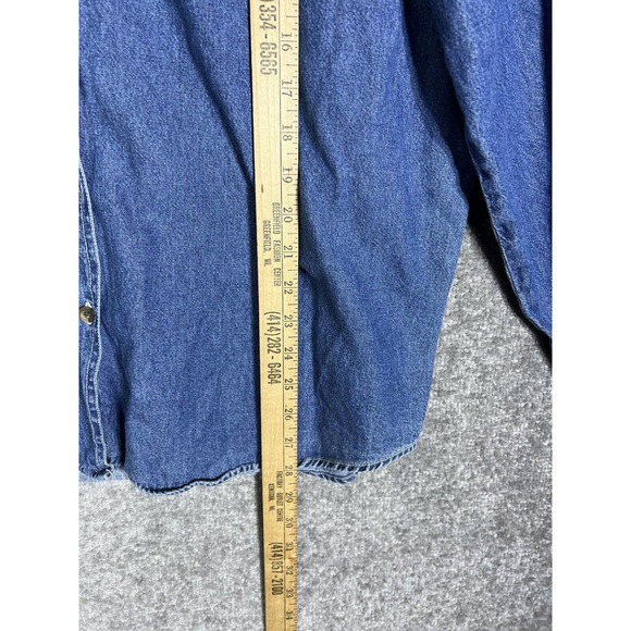 Vintage Nut Cracker Blue Denim Button Up Shirt Womens‎ XL Christmas Embroidery - Picture 14 of 14